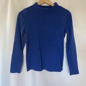 Studio Works Blue Long Sleeve turtleneck Top S 100% Cotton sweater royal